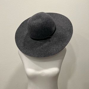 Grey wool wide-brim hat